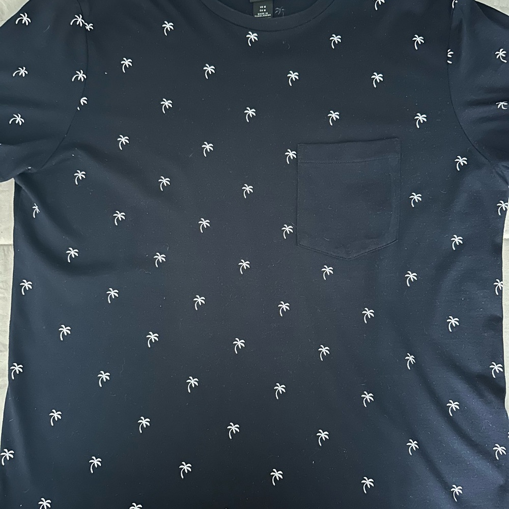 H&M Dark Blue Palm Print Tee